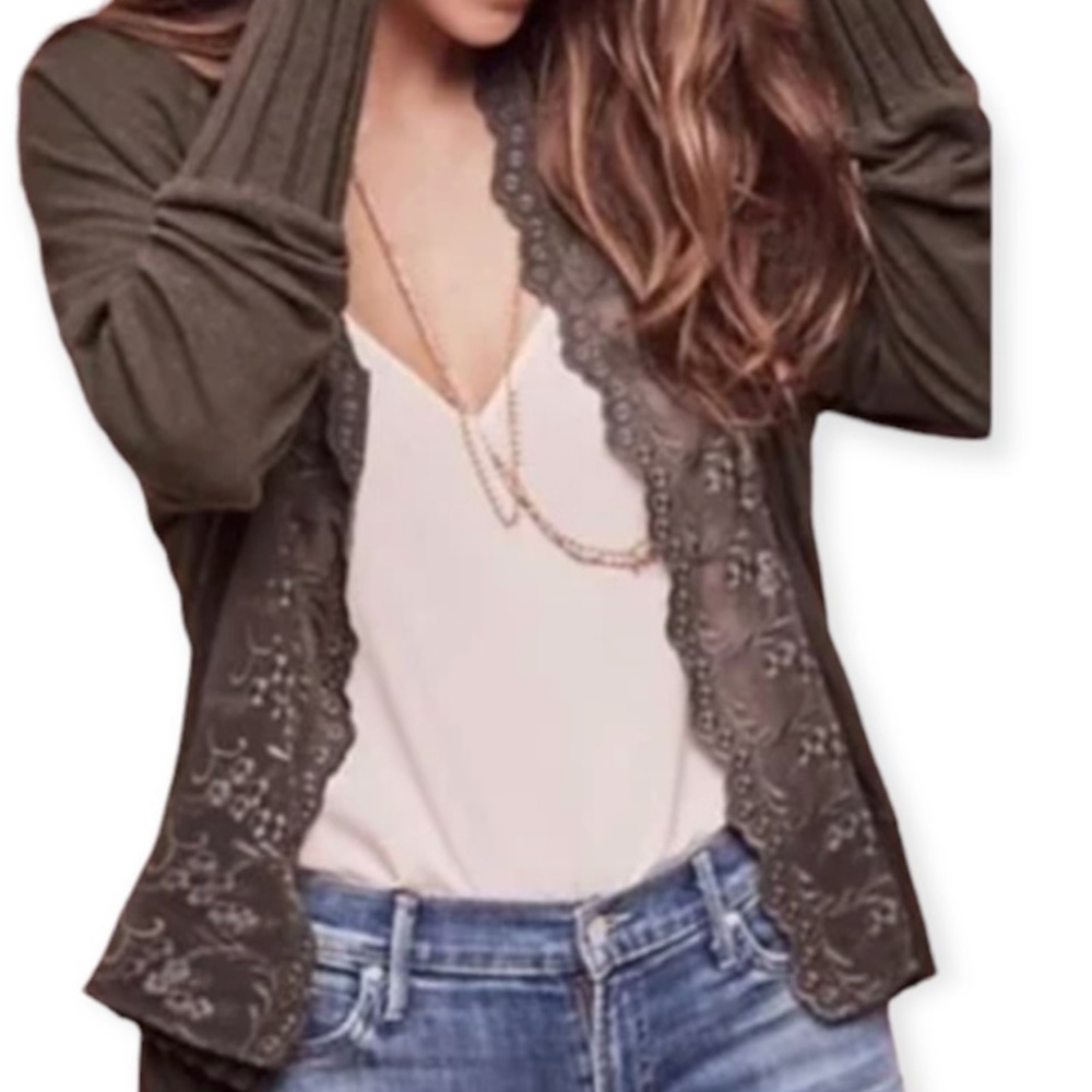 NWT Anthropologie Tiny Rosalie lace trim cardigan